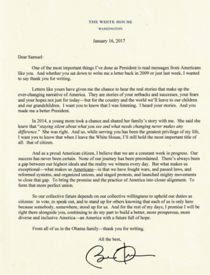 Messages from US Presidents George W Bush, Barack Obama, Vice President Al Gore, and President Joe Biden to Samuel Saraiva evidencing his exercise of citizenship