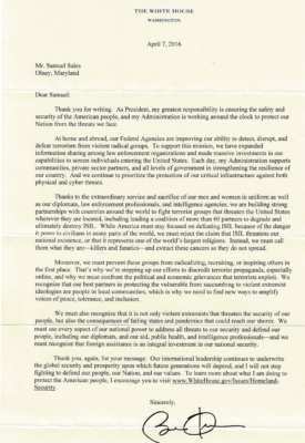Messages from US Presidents George W Bush, Barack Obama, Vice President Al Gore, and President Joe Biden to Samuel Saraiva evidencing his exercise of citizenship